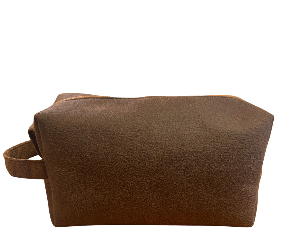 Washbag Leather - Toffee