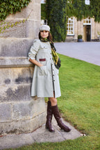 Women's mint Yorkshire tweed tailored collarless coat with patch pockets, Isabelle Randall