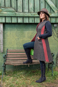 Women's Harris Tweed long gilet with orange side panels – Isabelle Randall